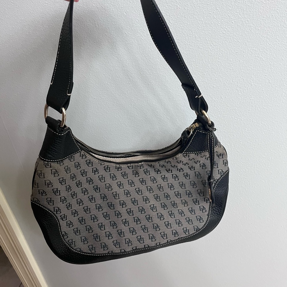 Dooney & Bourke Black and Gray Monogram Shoulder Bag
